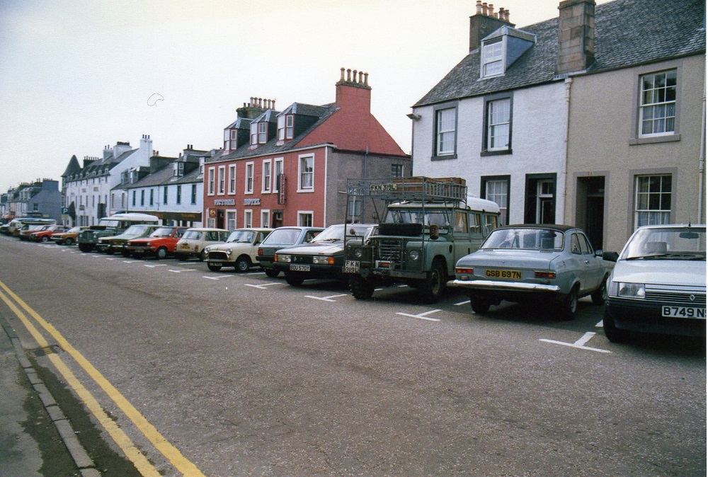 1) In Lochgilphead, 1984 or 85. When we came back there was another Land Rover Dormobile, identical to ours but minus the roofrack, parked a few spaces down from ours - we hung around for a bit to see if we could meet the owners, but they didn't re-appear and we had to move on.
